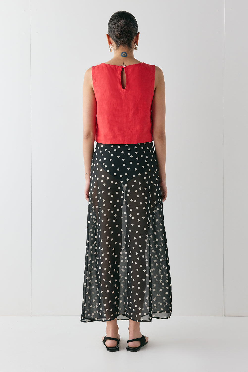 Clem Linen Top Red