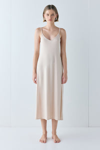 Carrie Midi Slip Dress Nude