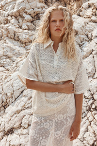 Elle Lace Polo Cream