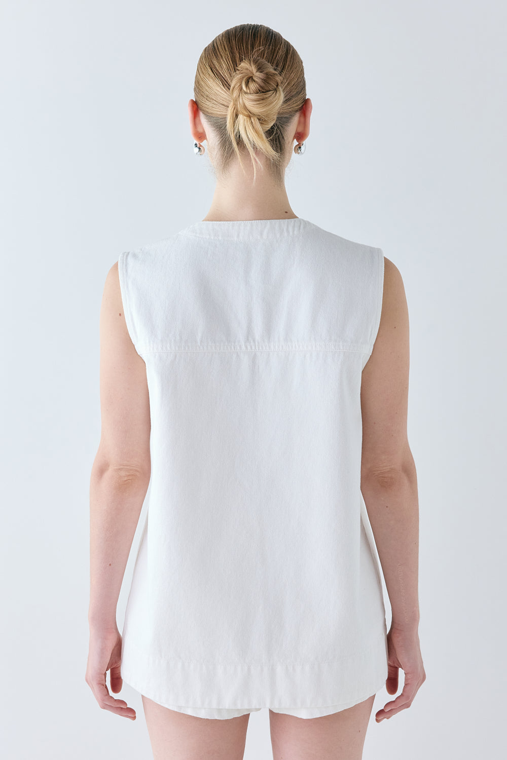 Muni Denim Tunic Top White