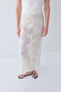 Devyn Lace Midi Skirt Cream