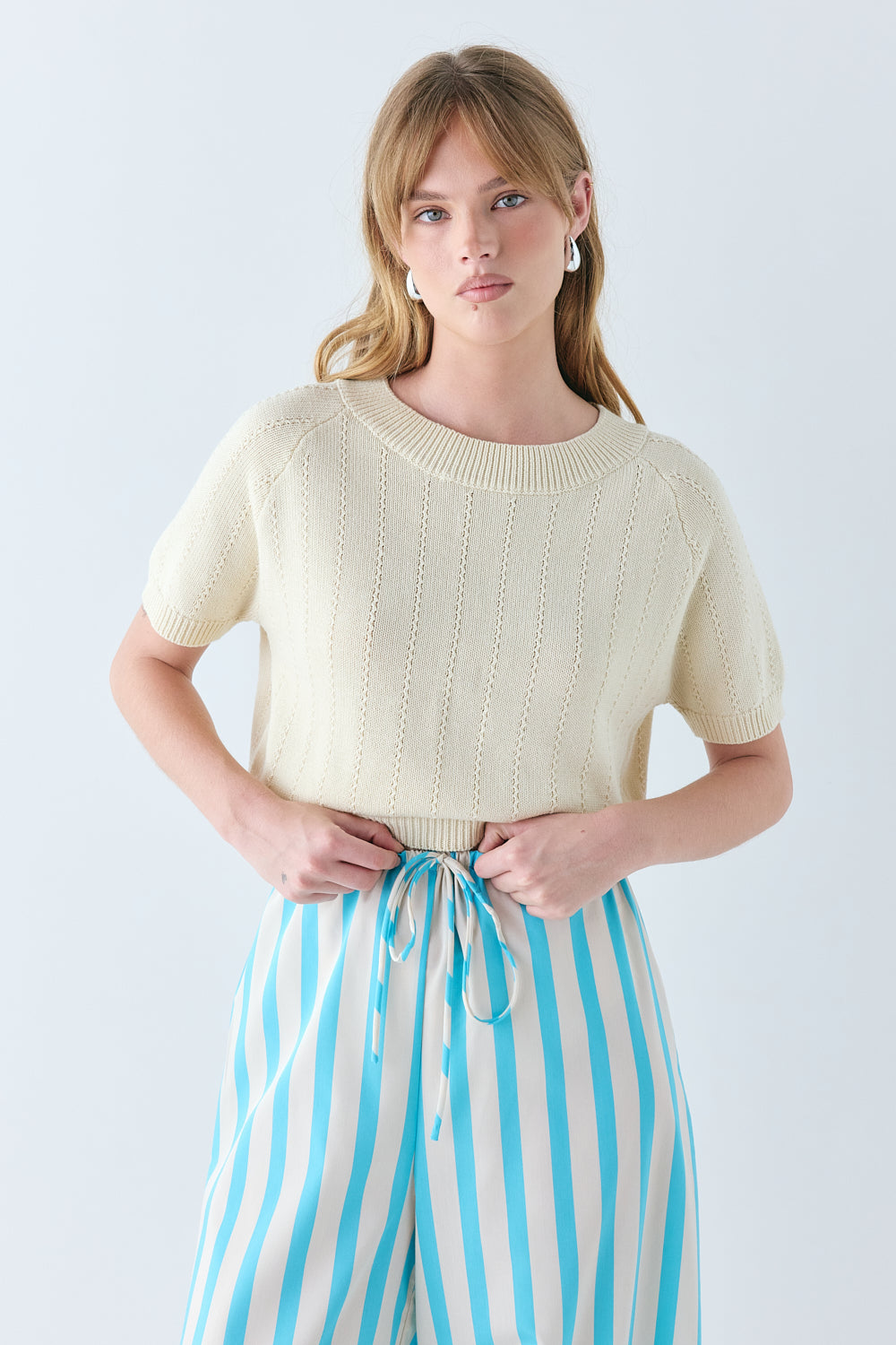 Olive Knit Top Cream