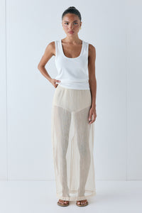 Devyn Sheer Midi Skirt Ecru
