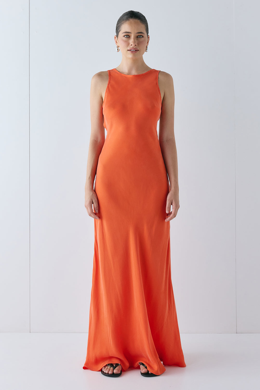 audrey satin maxi dress VRG GRL Women's' 'Audrey Maxi Dress Tangerine 16
