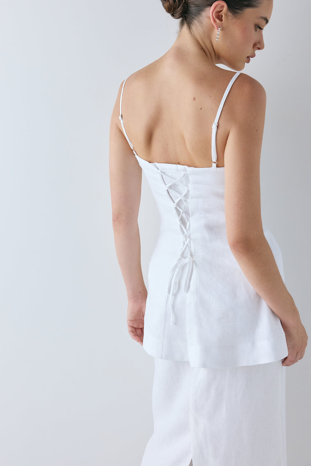 Rosa Linen Top White