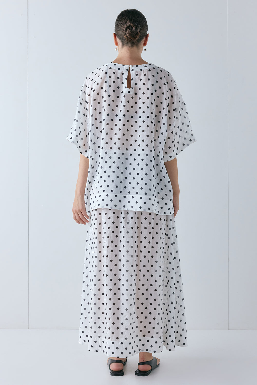 Esther Sheer Top White Polka Dot