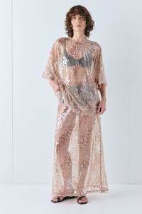 Vilma Sequin Maxi Skirt Bronze