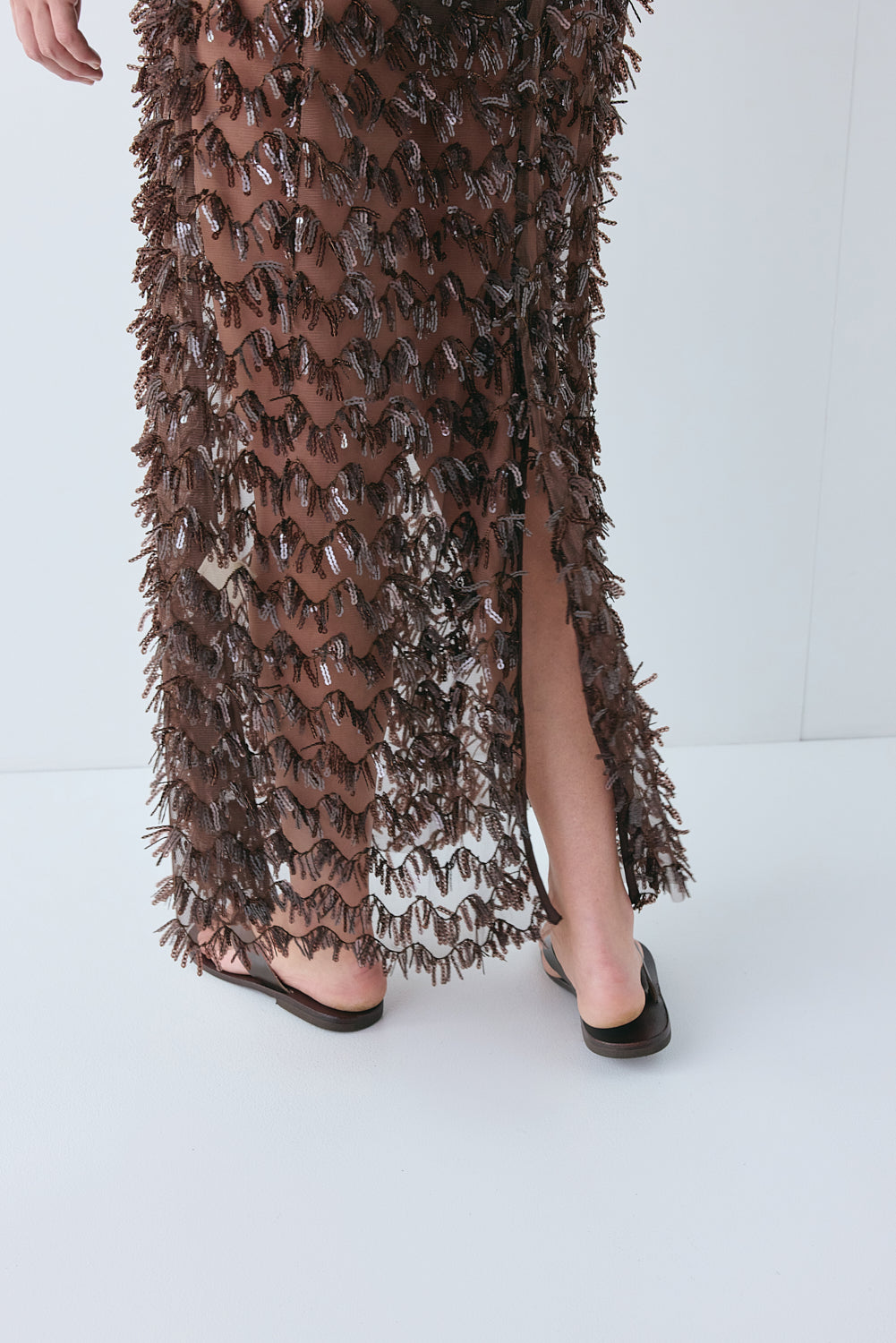 Natalia Sequin Maxi Dress Chocolate