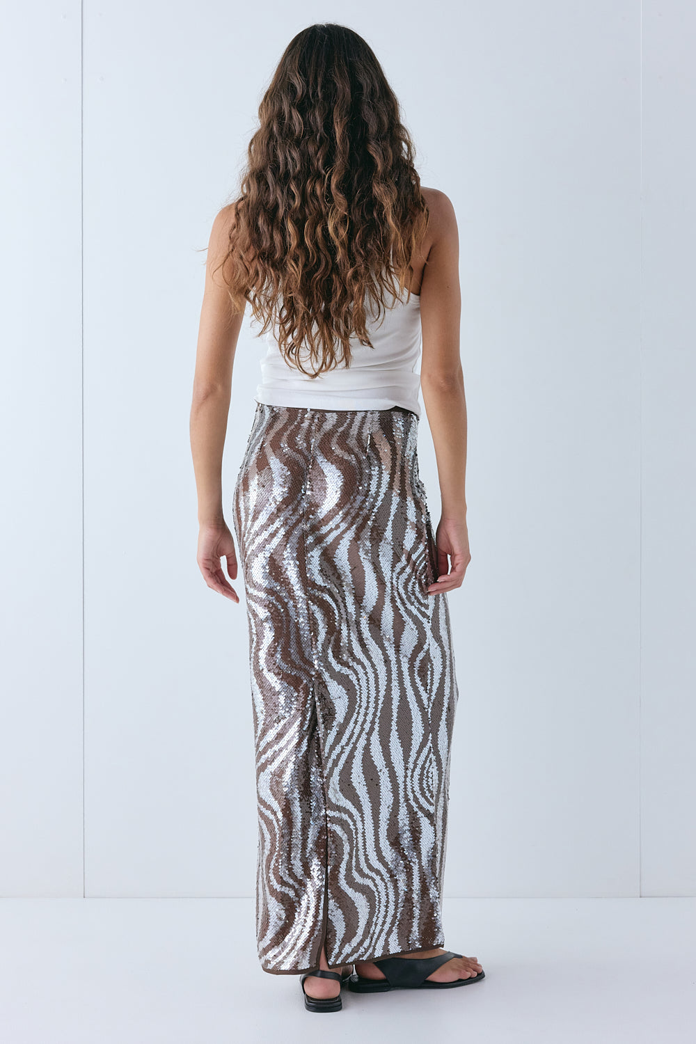 Devyn Sequin Midi Skirt Molten
