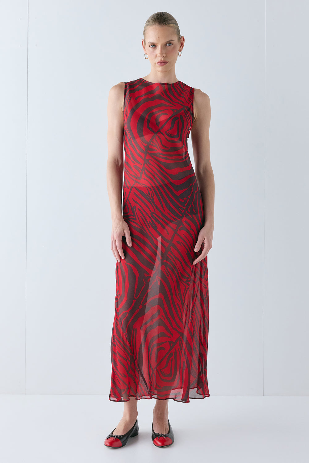 VRG GRL Women's' 'Francesca Sheer Maxi Dress Red Zebra 12