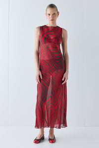 Francesca Sheer Maxi Dress Red Zebra