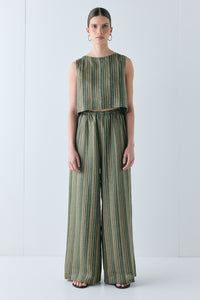 Hadley Linen Pants Olive Stripe
