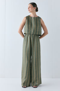 Hadley Linen Pants Olive Stripe