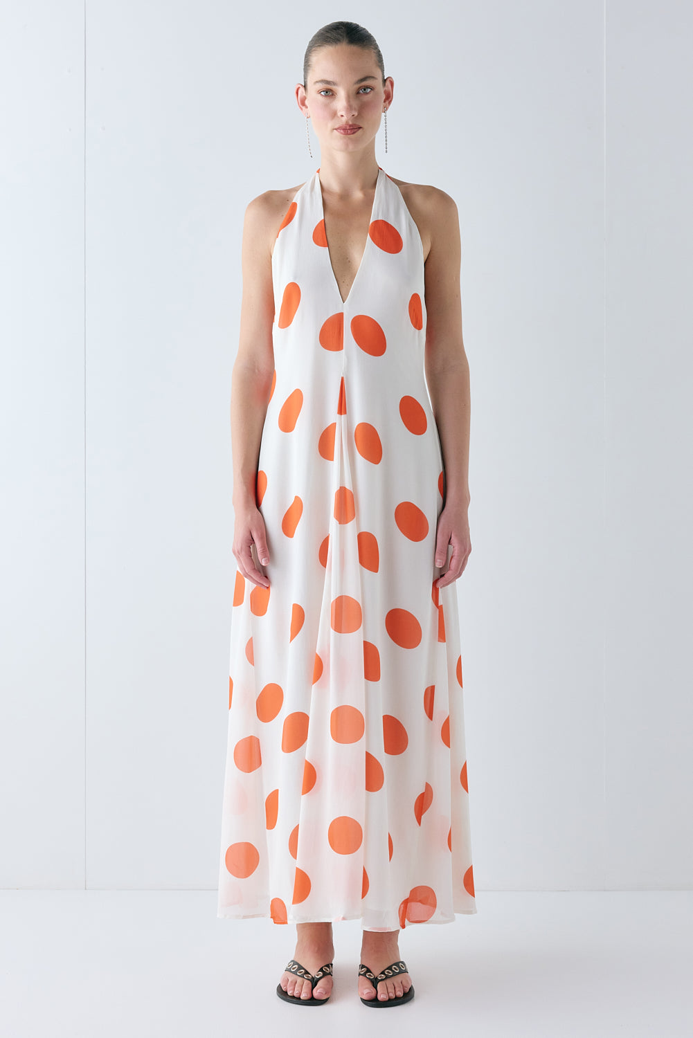 Ani Maxi Dress Orange Polka Dot