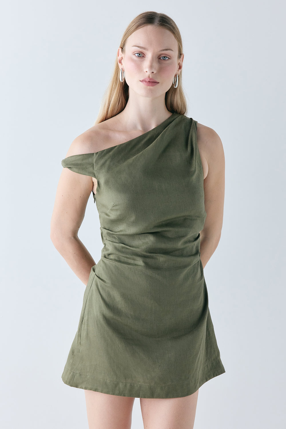 Milly Linen Mini Dress Olive
