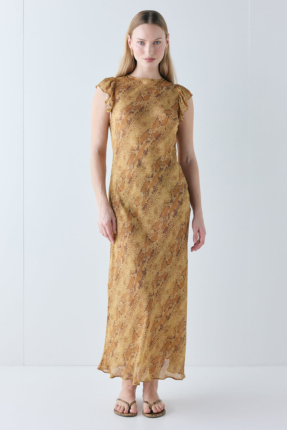 Etta Sheer Maxi Dress Snake - size:Mira:AU 8 / US 4