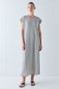 Ariane Mesh Maxi Dress Grey Polka Dot