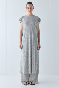 Ariane Mesh Maxi Dress Grey Polka Dot