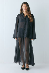 Solara Sheer Midi Skirt Black