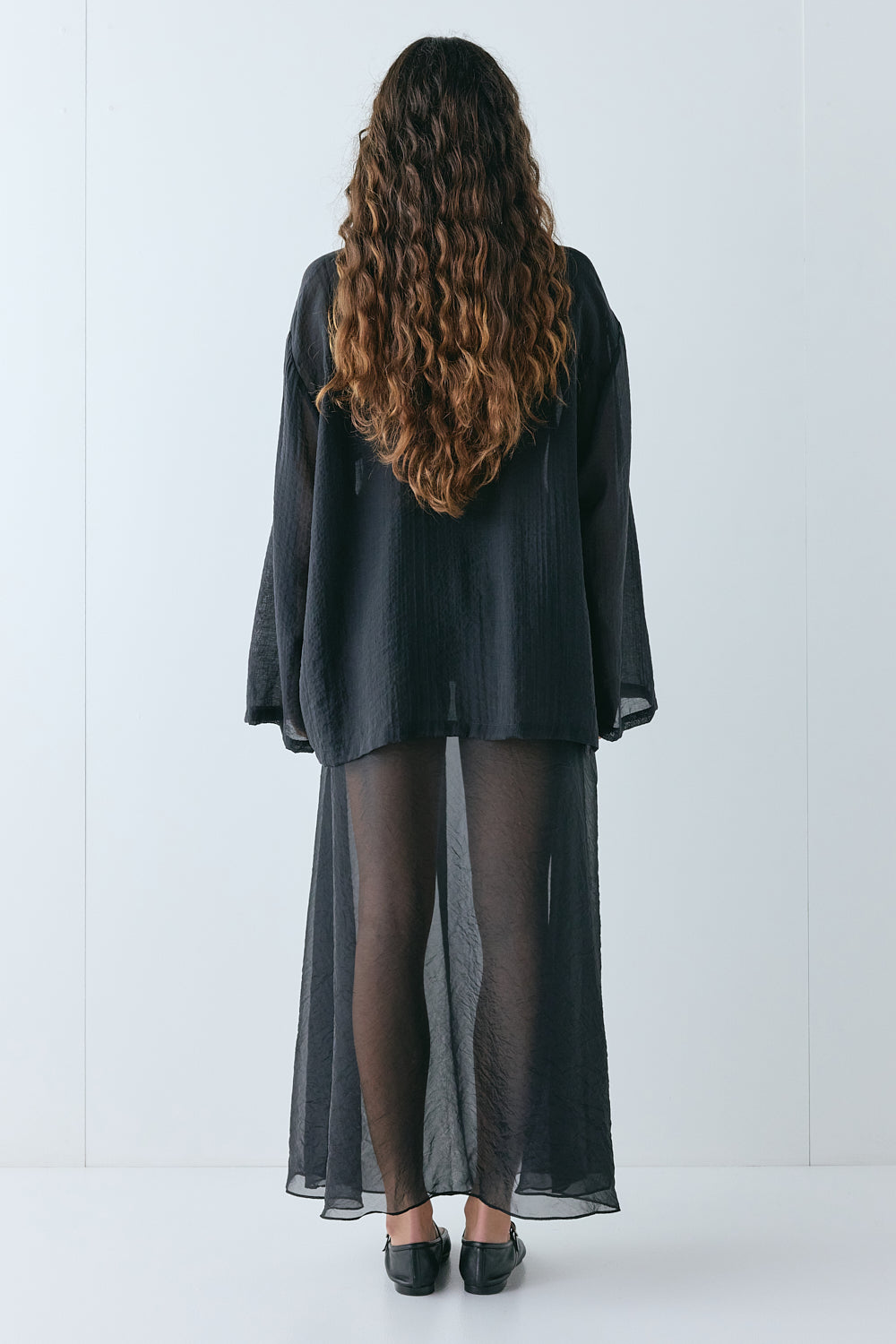 Solara Sheer Midi Skirt Black