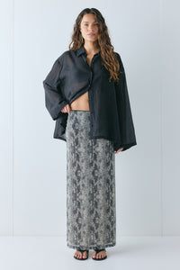 Elara Mesh Maxi Skirt Snake