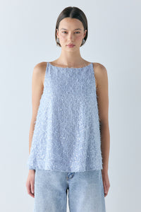 Sylvia Sequin Top Sky
