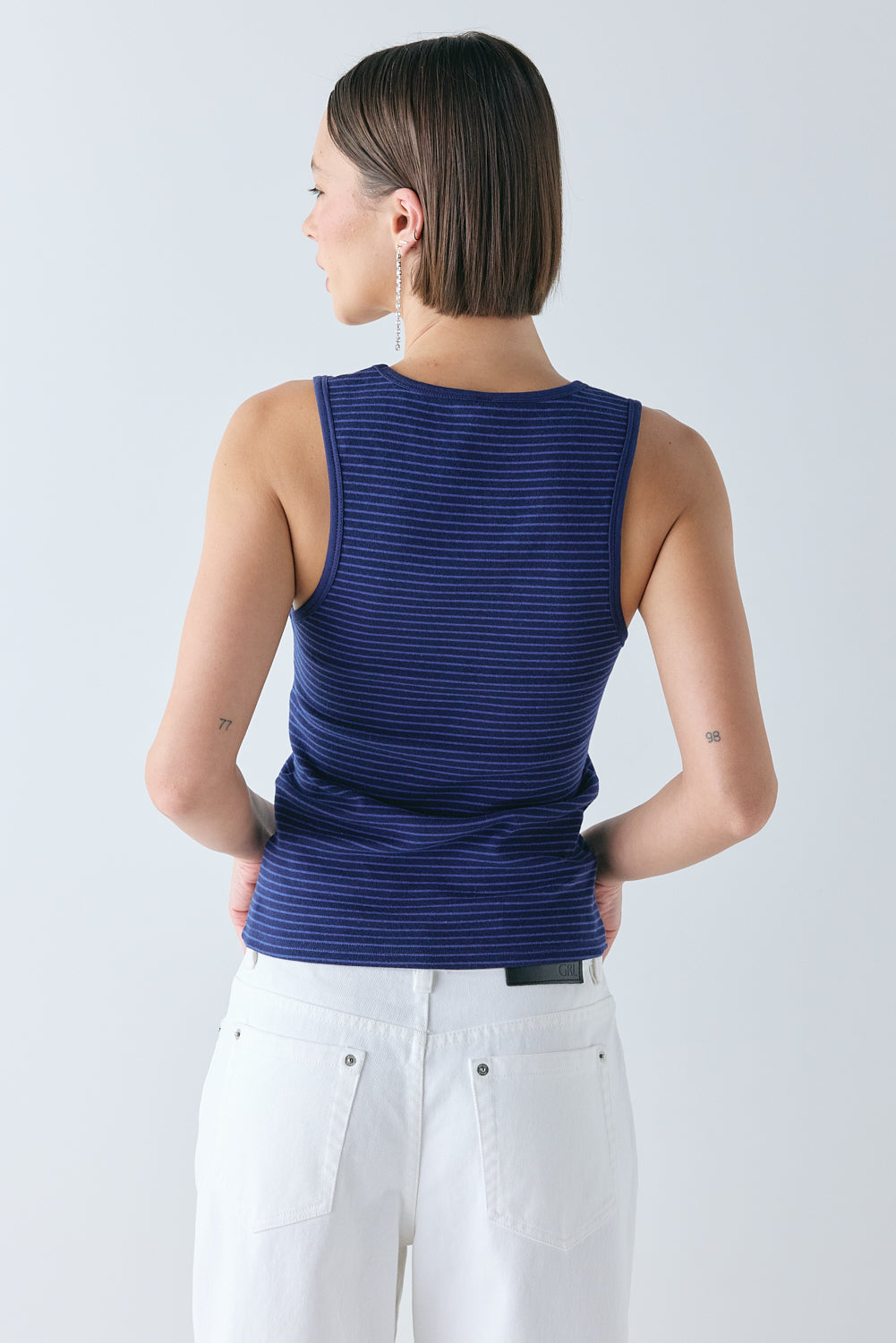 Freddie Tank Navy Stripe