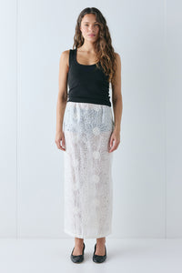 Devyn Anglaise Midi Skirt Cream
