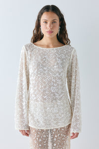 Maisie Sequin Top Cream