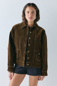 Carter Flocked Denim Jacket Brown