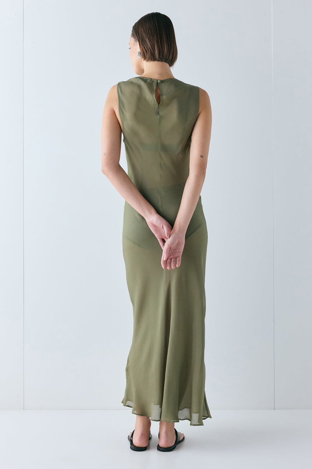 Francesca Sheer Maxi Dress Olive