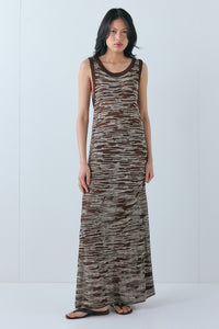 Selena Knit Maxi Dress Brown Melange