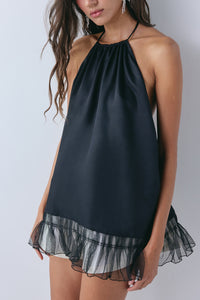 Naomi Satin Top Black