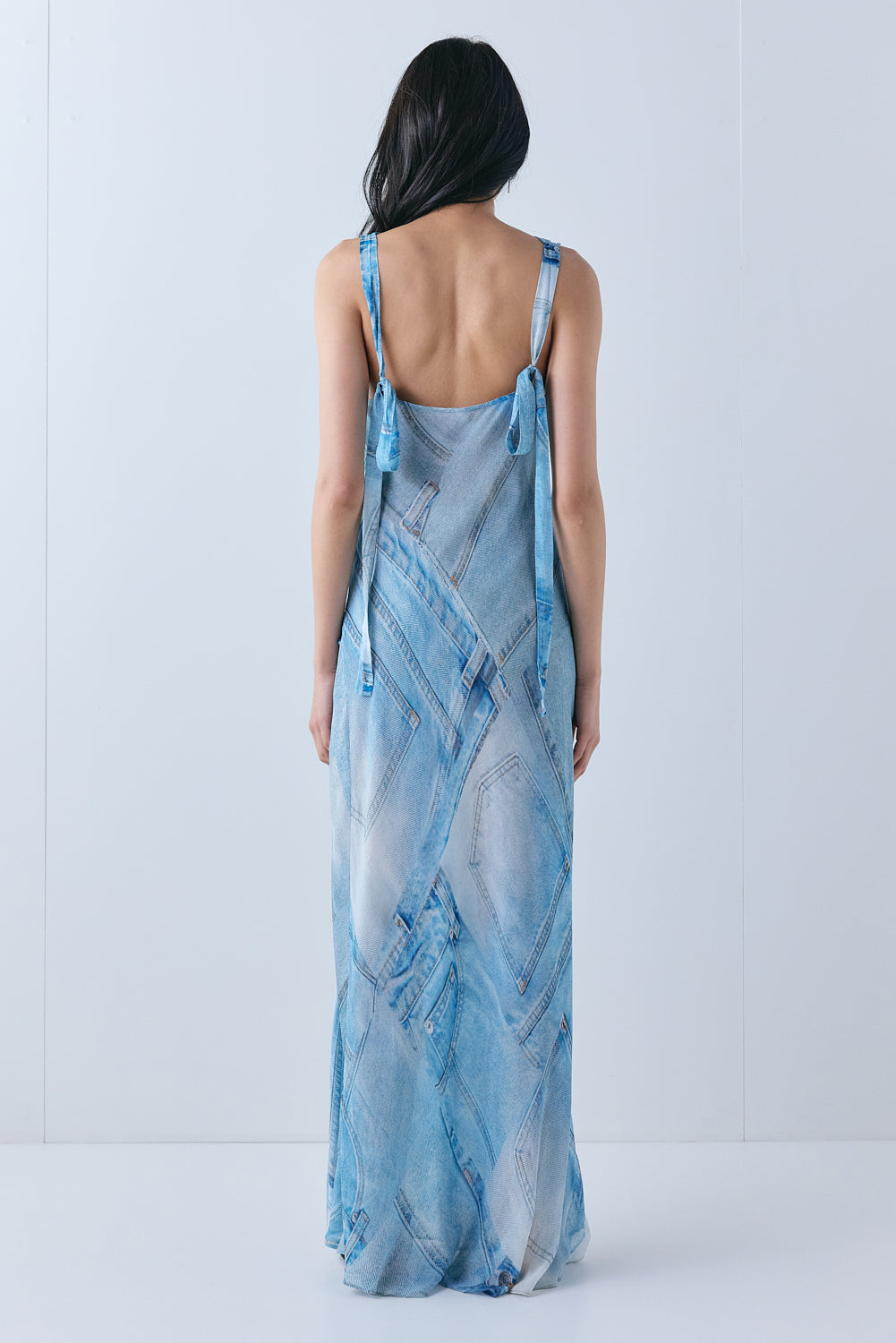 Lyra Sheer Maxi Dress Blue Jean