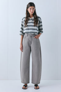 Spencer Mid Rise Barrel Denim Jeans Grey