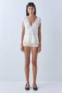Milla Lace Trim Top Cream