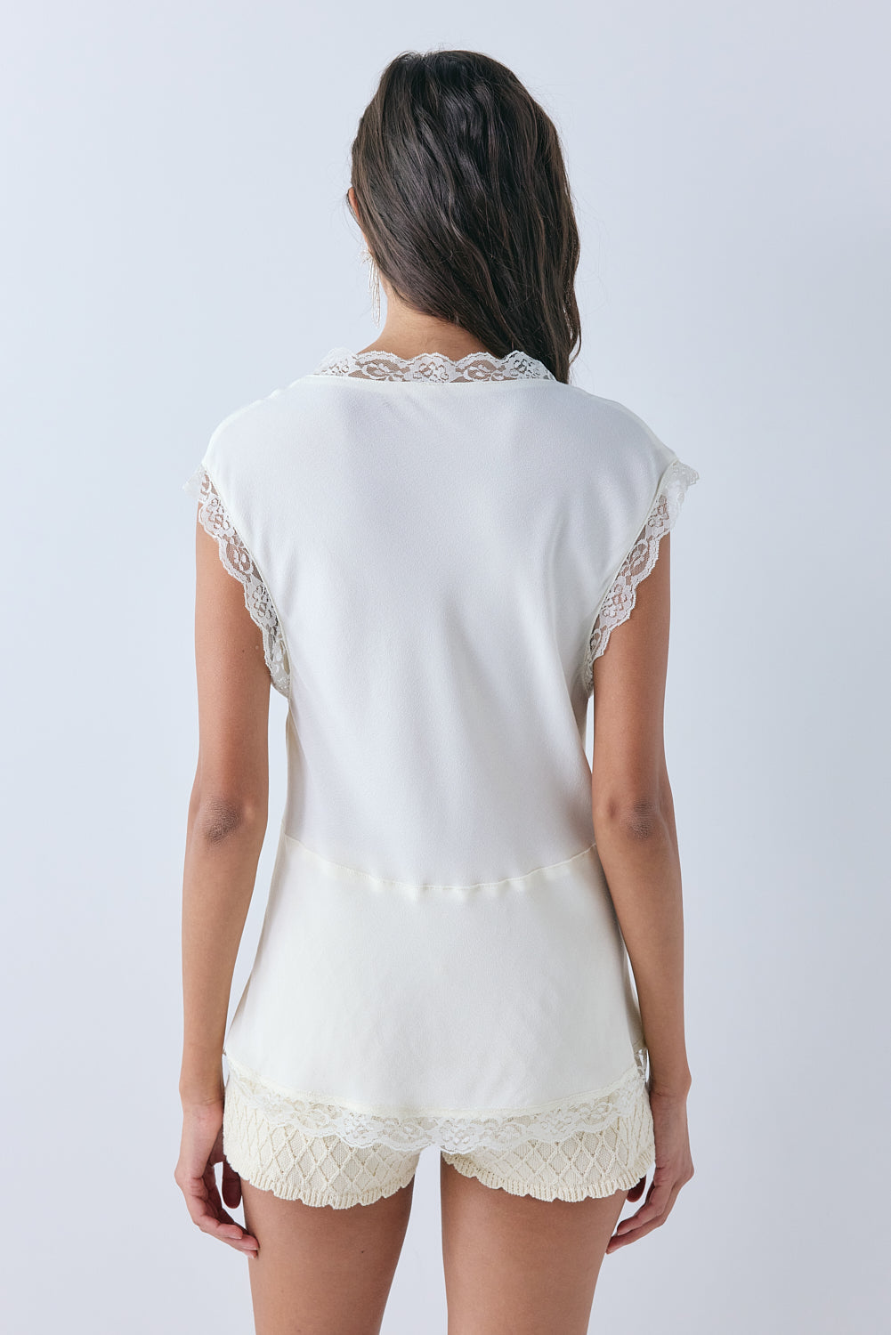 Milla Lace Trim Top Cream