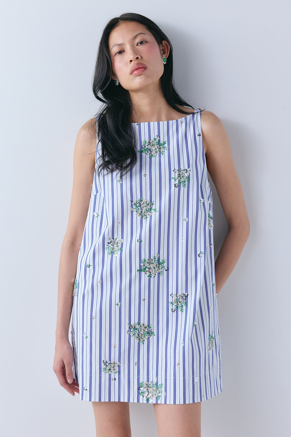 Scarlet Sequin Mini Dress Blue Stripe
