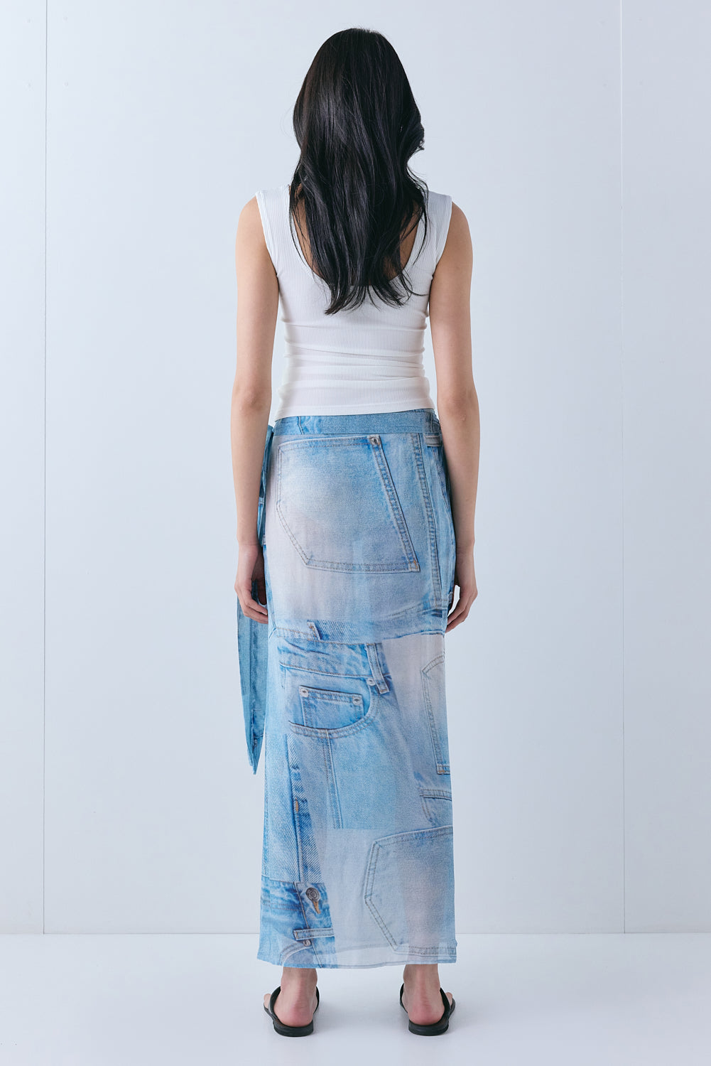 Madden Sheer Midi Skirt Blue Jean