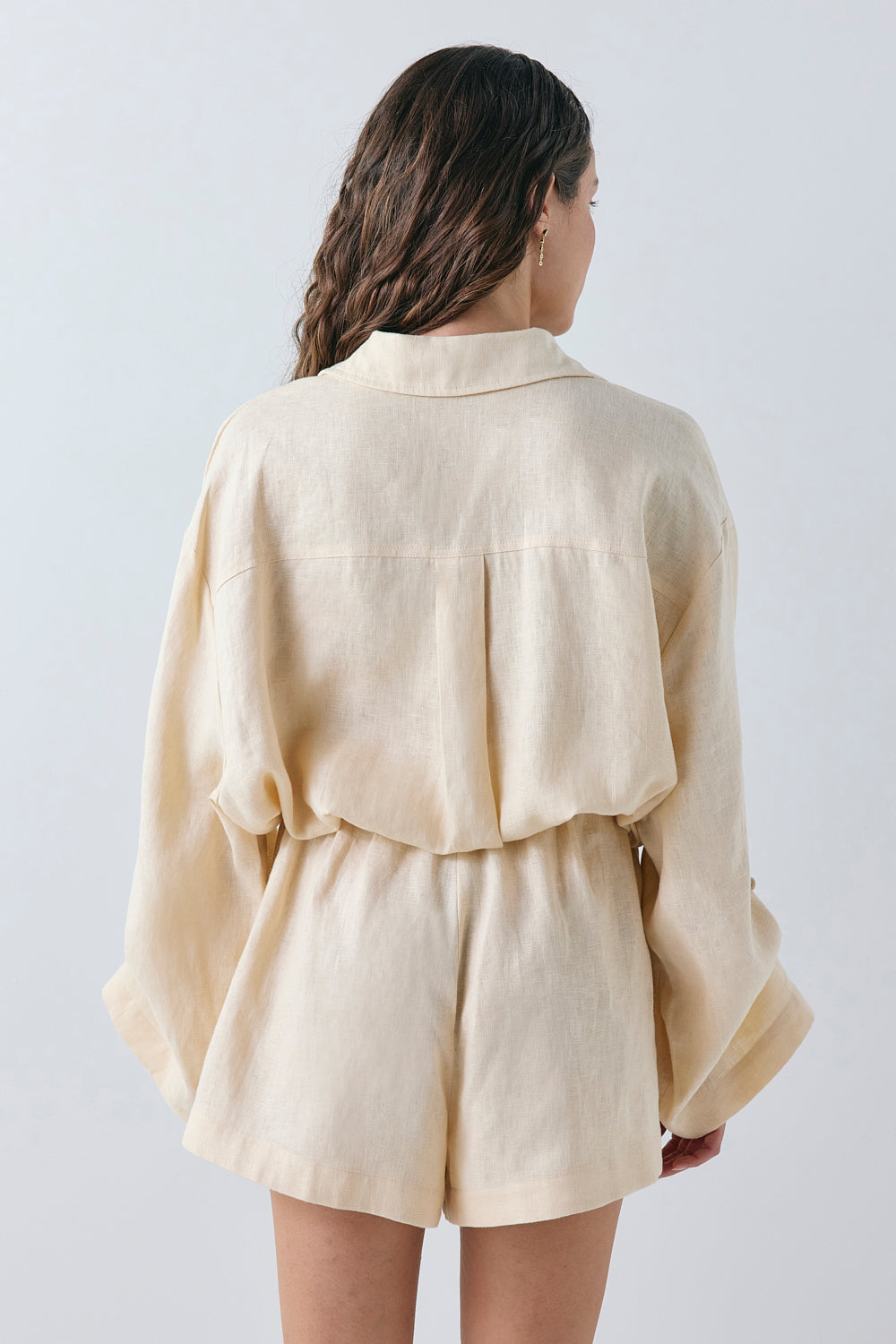Veya Linen Playsuit Cream