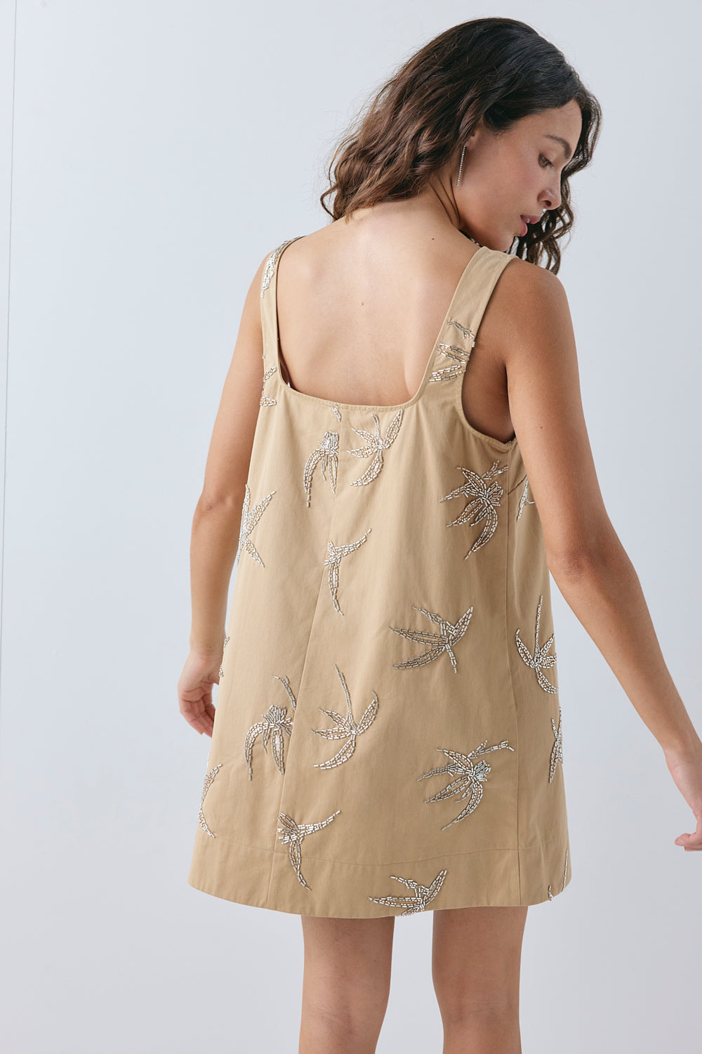 Kyra Beaded Mini Dress Palm