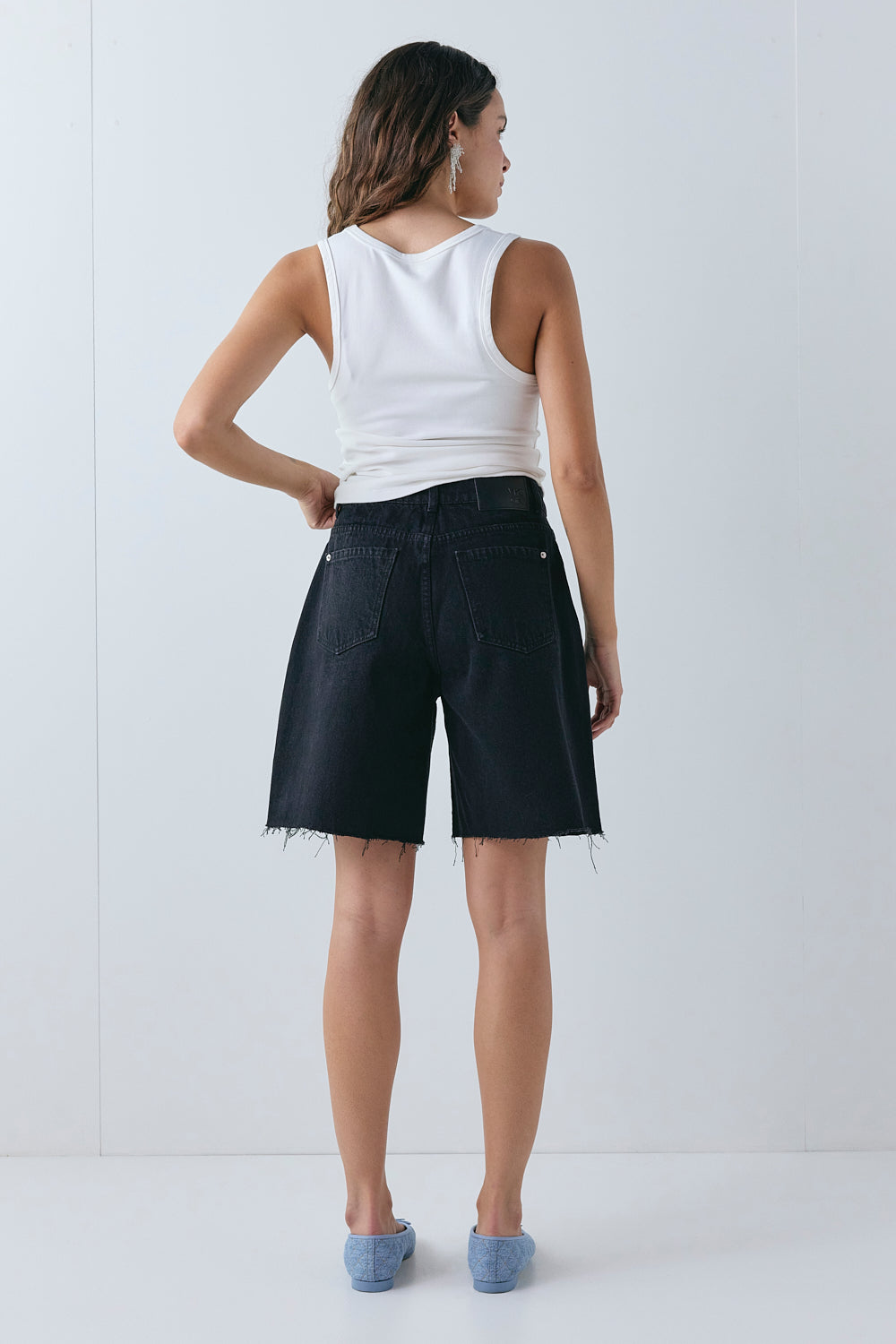 Andie High Rise Denim Shorts Black