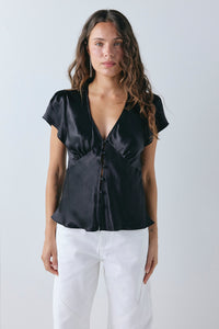Mallory Satin Top Black