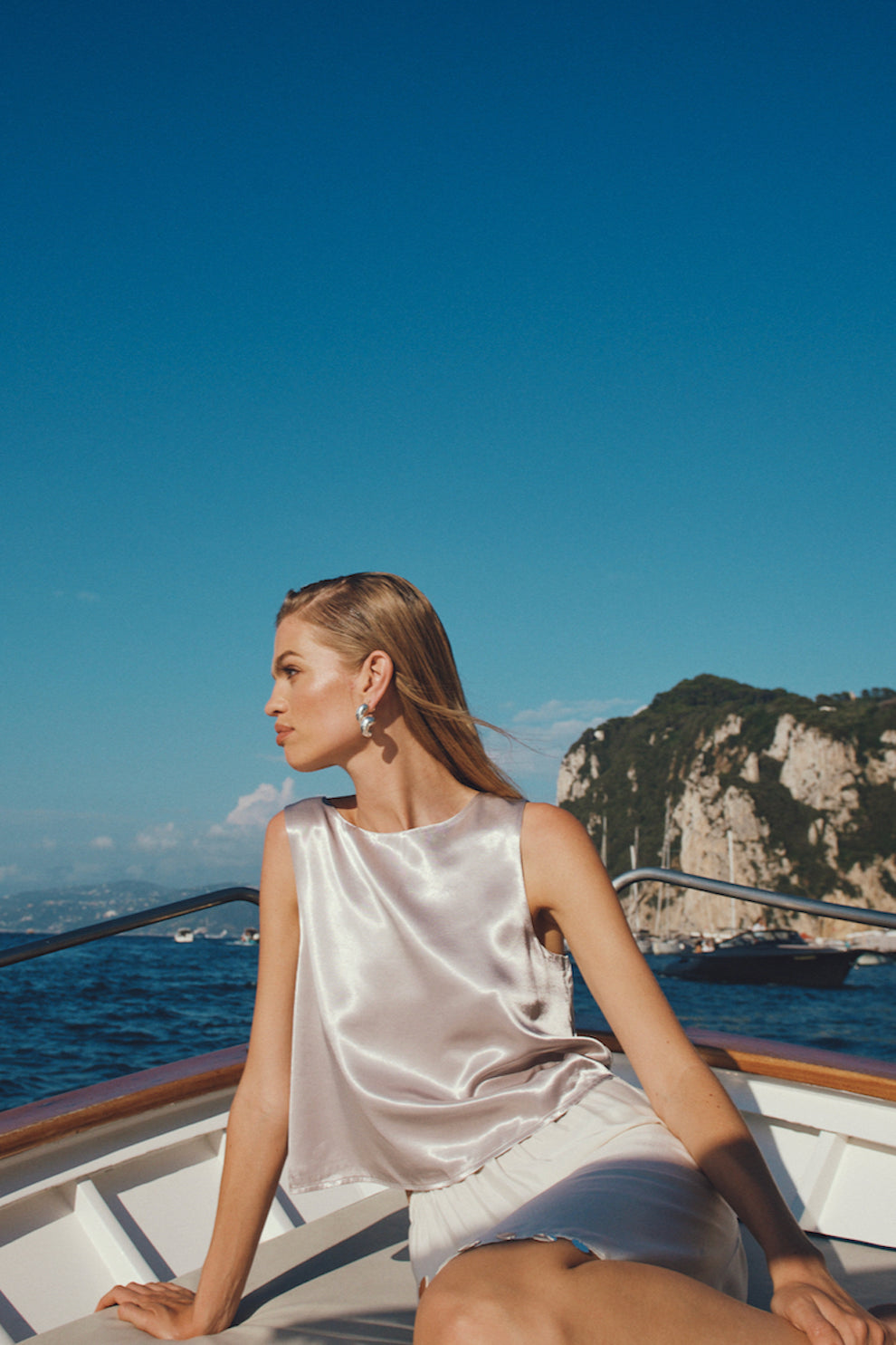 Collective Tops - Lira Satin Top Silver sixth image