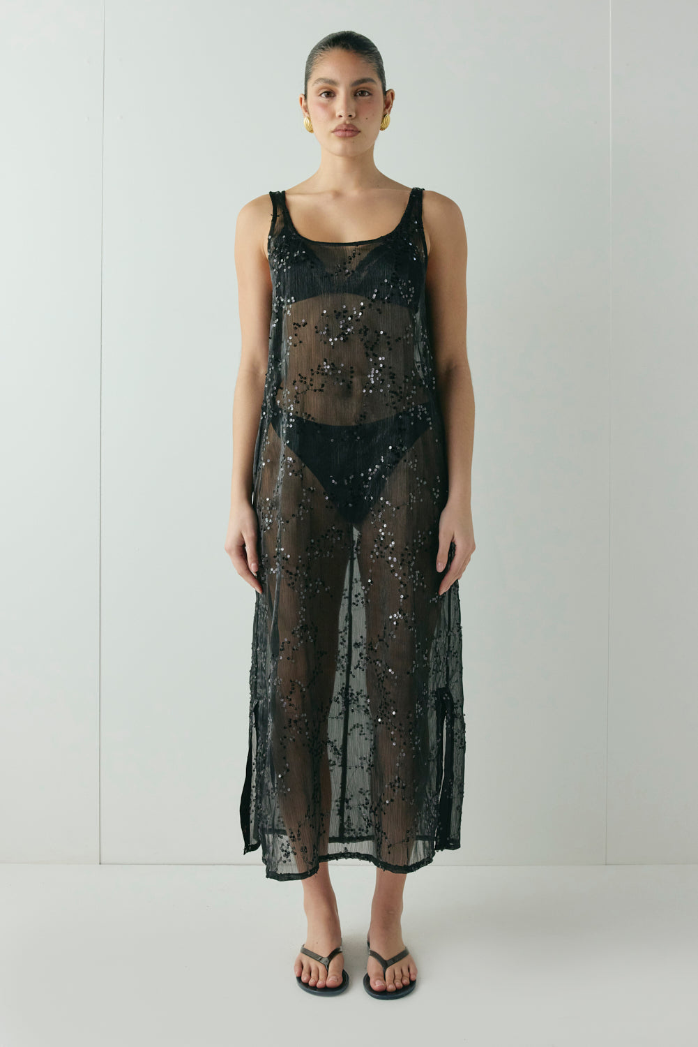 VRG GRL Women's' 'Neve Sequin Midi Dress Black 12