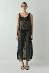 Neve Sequin Midi Dress Black - size:Kiara:8