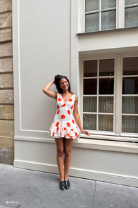 Bonnie Sheer Tunic Top Orange Polka Dot