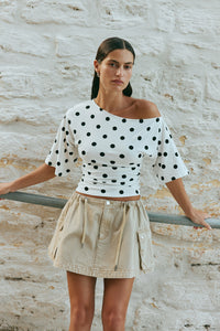 Reiley Denim Mini Skirt Taupe