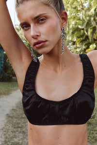 Sloane Satin Bralette Black