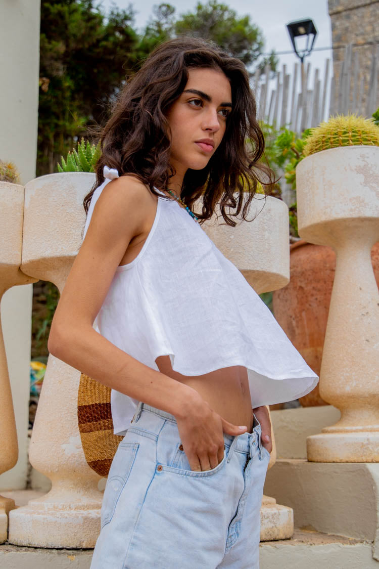 Collective Tops - Slow Living Linen Top White sixth image